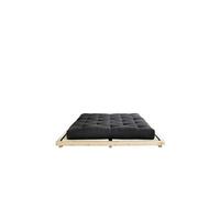 Ensemble lit futon DOCK style japonais naturel 160x200 + tatami + matelas futon noir