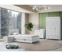 Ensemble lit table de nuit commode armoire design moderne chambre d'enfant 4 pièces