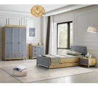 Ensemble Lit Table de nuit Commode Armoire Design moderne Élégant Chambre d'enfant 4pcs