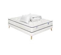 Ensemble literie blanc - Simmons - 160x200 cm - Matelas à ressorts ensachés - Hauteur matelas 23 cm - Accueil tonique