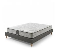 Ensemble literie - SAMPUR - Cosmos - 160x200 cm - Gris foncé - Matelas mémoire de forme 21 cm