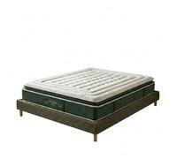 Ensemble literie - SAMPUR - Émeraude - 160x200 - Tissu bouclette vert - Matelas hôtelier 33 cm mémoire de forme