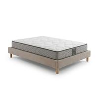 Ensemble literie - SAMPUR - Sampur Cosmos - 200x200 cm - Velours côtelé beige - Matelas mémoire de forme 21 cm