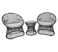 Ensemble Lounge Natal en Rotin Gris avec Coussins Inclus