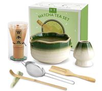 Ensemble Matcha 7 pièces comprenant : bol, support pour le fouet, tamis, cuillère et support, couleur verte