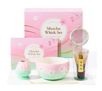 Ensemble Matcha ComboJoy - Kit Cérémonie Japonaise avec Bol en Céramique, Fouet en Bambou Violet, Support, Tamis et Cuillère - Kit Complet, Cadeau pour Femmes Amatrices de Thé