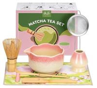 Ensemble matcha comprenant un fouet et un bol en céramique, capacité de 520 ml, dégradé de couleurs rose
