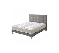 Ensemble matelas 140 x 190 - 100% latex 3 zones PURE avec sommier + Tête de lit gris