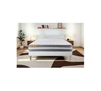 Ensemble matelas 140 x 190 cm Memo plus - Mousse à mémoire de forme - Ep : 24 cm - Ferme - sommier Blanc