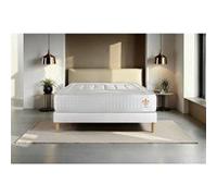 Ensemble matelas 140 x 190 cm Vingt-Quatre - Ressorts ensachés - Ep : 24 cm - Ferme - sommier kit Blanc G