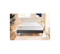 Ensemble matelas 140 x 200 cm Memo - Mousse à mémoire de forme - Ep : 20 cm - Ferme - sommier Gris