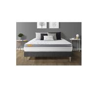 Ensemble matelas 140 x 200 cm Memo zen - Mousse à mémoire de forme - Ep : 26 cm - Ferme - sommier kit Gris