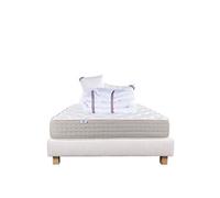 Ensemble Matelas 140x190 cm, Dreamlux, 26 cm, ressorts ensachés mousse mémoire de forme, ferme, face été/hiver + sommier beige ep20cm + 2 oreillers +
