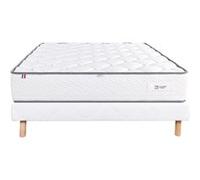 Ensemble Matelas 140x190 cm, Iris, 20 cm, mémoire de forme, ferme, face été/hiver + sommier blanc ep 13cm G
