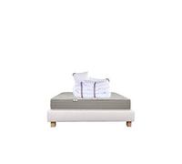 Ensemble Matelas 140x190 cm, Organic Coton, 24 cm, mémoire de forme, ferme, face été/hiver + sommier beige ep20cm + 2 oreillers + couette