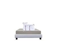 Ensemble Matelas 140x190 cm, Organic Coton, 24 cm, mémoire de forme, ferme, face été/hiver + sommier gris ep20cm + 2 oreillers + couette