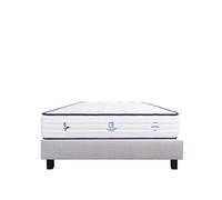 Ensemble Matelas 140x190 cm, Patriote, 27 cm, ressorts ensachés, ferme, face été/hiver + sommier gris ep20cm