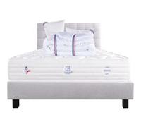 Ensemble Matelas 140x190 cm, Patriote Mousse, 27 cm, mémoire de forme , ferme, face été/hiver + sommier gris ep20cm + 2 oreillers + couette + Tête de Lit G