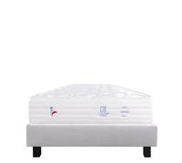 Ensemble Matelas 140x190 cm, Patriote Mousse, 27 cm, mémoire de forme , ferme, face été/hiver + sommier gris ep20cm