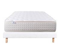Ensemble Matelas 140x190 cm, Purlux, 26 cm, mousse mémoire de forme, ferme, face été/hiver + sommier blanc ep 13cm G