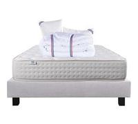 Ensemble Matelas 140x190 cm, Purlux, 26 cm, mousse mémoire de forme, ferme, face été/hiver + sommier gris ep20cm + 2 oreillers + couette G