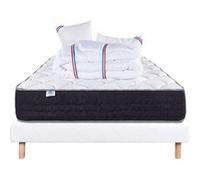 Ensemble Matelas 140x190 cm, Sérénité, 27 cm, ressorts ensachés, ferme, face été/hiver + sommier blanc ep 13cm + 2 oreillers + couette G