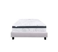 Ensemble Matelas 140x190 cm, Sleeplux, 26 cm, mousse mémoire de forme, ferme, face été/hiver + sommier gris ep20cm