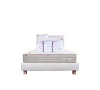 Ensemble Matelas 140x190 cm, Sublime, 20 cm, mémoire de forme, ferme, face été/hiver + sommier beige ep20cm + 2 oreillers + couette
