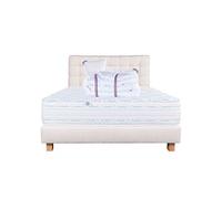 Ensemble Matelas 140x190 cm, Thermotec, 24 cm, ferme, face été/hiver + sommier beige ep20cm + 2 oreillers + couette + Tête de Lit