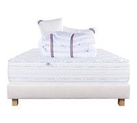 Ensemble Matelas 140x190 cm, Thermotec, 24 cm, ferme, face été/hiver + sommier beige ep20cm + 2 oreillers + couette G