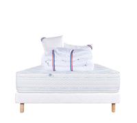 Ensemble Matelas 140x190 cm, Thermotec, 24 cm, ferme, face été/hiver + sommier blanc ep 13cm + 2 oreillers + couette