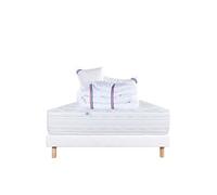 Ensemble Matelas 140x190 cm, Thermotec, 24 cm, ferme, face été/hiver + sommier blanc ep 13cm + 2 oreillers + couette