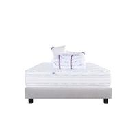 Ensemble Matelas 140x190 cm, Thermotec, 24 cm, ferme, face été/hiver + sommier gris ep20cm + 2 oreillers + couette
