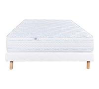 Ensemble Matelas 140x190 cm, Thermotec, 24 cm, mémoire de forme, ferme, face été/hiver + sommier blanc ep 13cm G