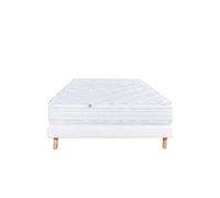 Ensemble Matelas 140x190 cm, Thermotec, 24 cm, mémoire de forme, ferme, face été/hiver + sommier blanc ep 13cm