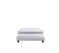 Ensemble Matelas 140x190 cm, ViscoPlus, 26 cm, mémoire de forme, ferme, face été/hiver + sommier gris ep20cm