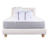 Ensemble Matelas 140x190 cm, Zen, 20 cm, ferme, face été/hiver + sommier beige ep20cm + 2 oreillers + couette + Tête de Lit G
