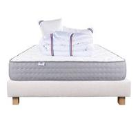 Ensemble Matelas 140x190 cm, Zen, 20 cm, ferme, face été/hiver + sommier beige ep20cm + 2 oreillers + couette G