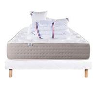 Ensemble Matelas 140x200 cm, Dreamlux, 26 cm, ressorts ensachés mousse mémoire de forme, ferme, face été/hiver + sommier blanc ep 13cm + 2 oreillers + couette G