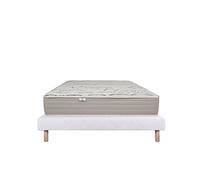 Ensemble Matelas 140x200 cm, Organic Coton, 24 cm, mémoire de forme, ferme, face été/hiver + sommier blanc ep 13cm