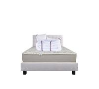 Ensemble Matelas 140x200 cm, Organic Coton, 24 cm, mémoire de forme, ferme, face été/hiver + sommier gris ep20cm + 2 oreillers + couette + Tête de