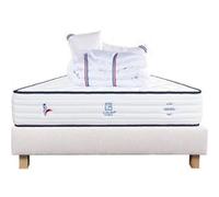 Ensemble Matelas 140x200 cm, Patriote, 27 cm, ressorts ensachés, ferme, face été/hiver + sommier beige ep20cm + 2 oreillers + couette G