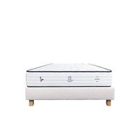 Ensemble Matelas 140x200 cm, Patriote, 27 cm, ressorts ensachés, ferme, face été/hiver + sommier beige ep20cm