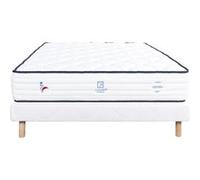 Ensemble Matelas 140x200 cm, Patriote, 27 cm, ressorts ensachés, ferme, face été/hiver + sommier blanc ep 13cm G