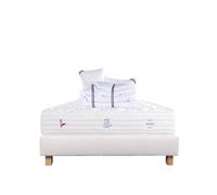 Ensemble Matelas 140x200 cm, Patriote Mousse, 27 cm, mémoire de forme , ferme, face été/hiver + sommier beige ep20cm + 2 oreillers + couette