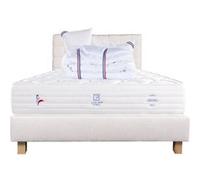 Ensemble Matelas 140x200 cm, Patriote Mousse, 27 cm, mémoire de forme , ferme, face été/hiver + sommier beige ep20cm + 2 oreillers + couette + Tête de Lit G