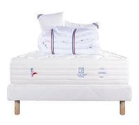 Ensemble Matelas 140x200 cm, Patriote Mousse, 27 cm, mémoire de forme , ferme, face été/hiver + sommier blanc ep 13cm + 2 oreillers + couette G