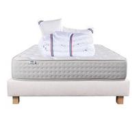 Ensemble Matelas 140x200 cm, Purlux, 26 cm, mousse mémoire de forme, ferme, face été/hiver + sommier beige ep20cm + 2 oreillers + couette G