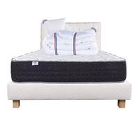 Ensemble Matelas 140x200 cm, Sérénité, 27 cm, ressorts ensachés, ferme, face été/hiver + sommier beige ep20cm + 2 oreillers + couette + Tête de Lit G