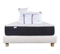 Ensemble Matelas 140x200 cm, Sérénité, 27 cm, ressorts ensachés, ferme, face été/hiver + sommier beige ep20cm + 2 oreillers + couette G